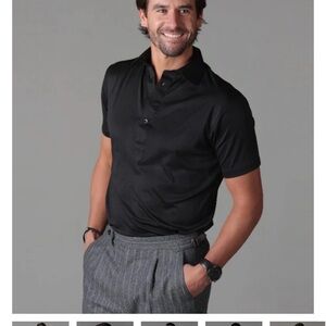 Collars & Co Men’s Black Semi-Spread Collar Polo Office Casual Sz Medium NWT